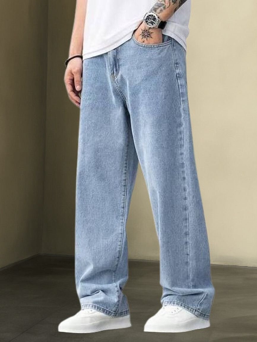 Next Denim Men's Light Blue Straight Fit Mid Rise Jeans – ND-065