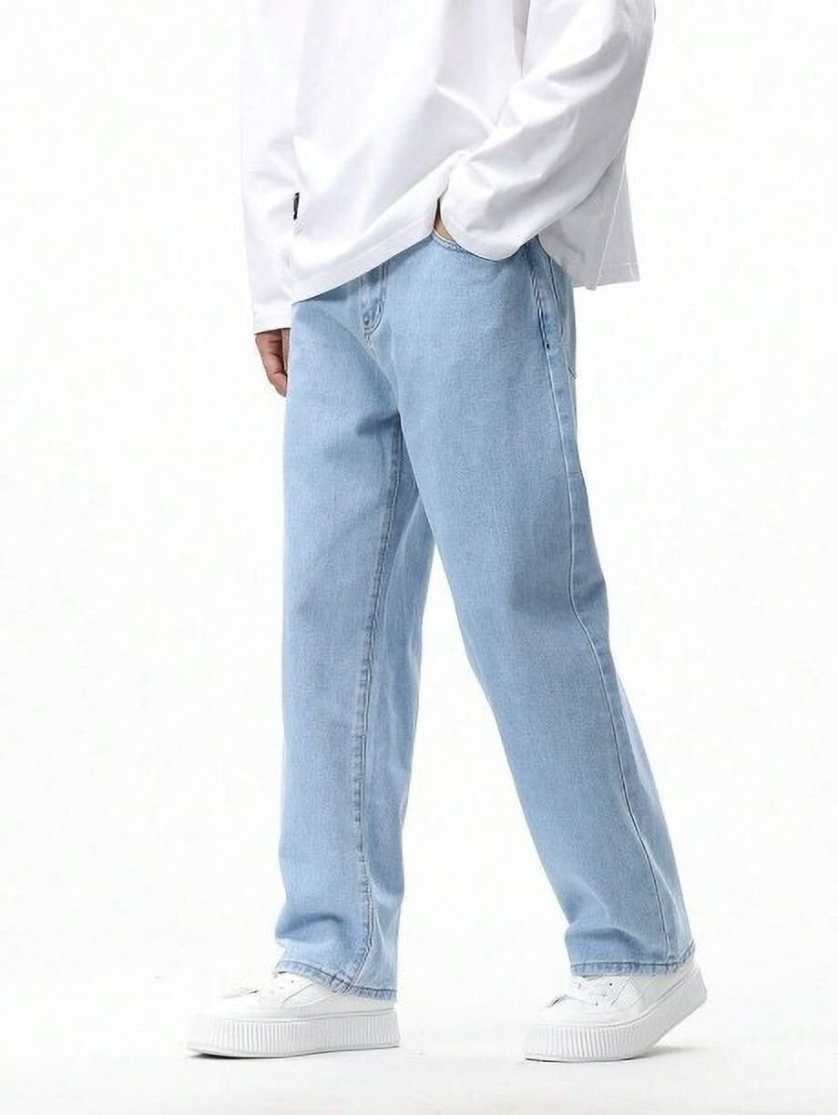 Next Denim Men's Light Blue Loose Fit Mid Rise Jeans – ND-064 - Image 4